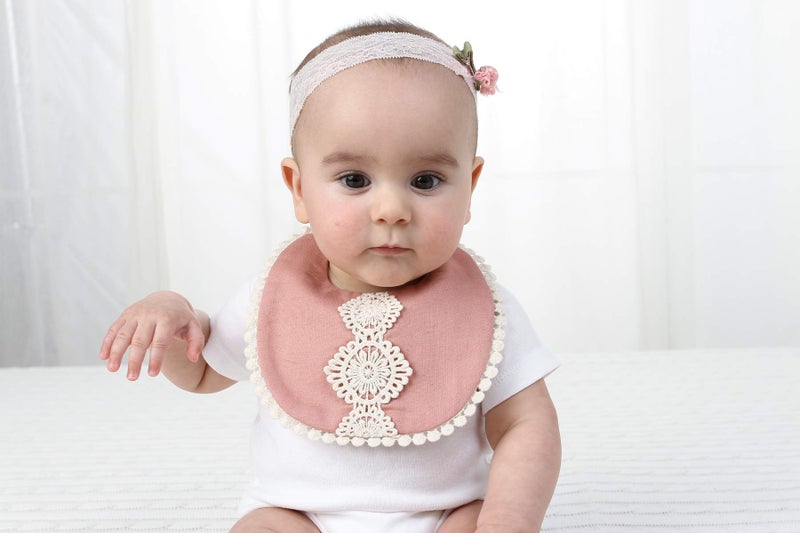 GZMM Baby Bib For Girls,Reversible Waterproof Handmade Natural Cotton Baby Drool Bib 0-12 months 3 Pack - Image 3